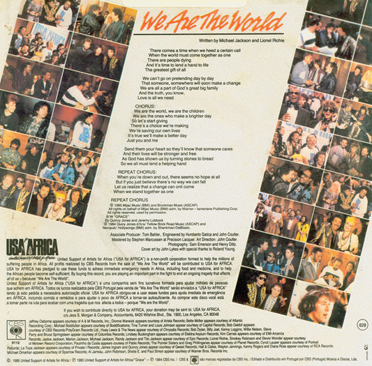 USA For Africa : We Are The World (7", Single)