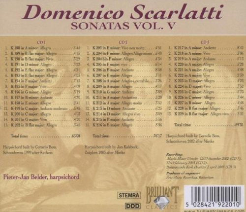 Domenico Scarlatti, Pieter-Jan Belder : Sonatas K 188 - 229 (3xCD, Album)