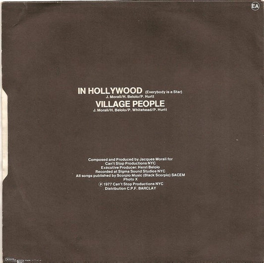 Village People : In Hollywood (Everybody Is A Star) (7", Single)