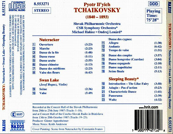 Pyotr Ilyich Tchaikovsky - Slovak Philharmonic Orchestra, Slovak Radio Symphony Orchestra, Michael Halász, Ondrej Lenárd : Nutcracker • Swan Lake • Sleeping Beauty (Highlights) (CD, Album)