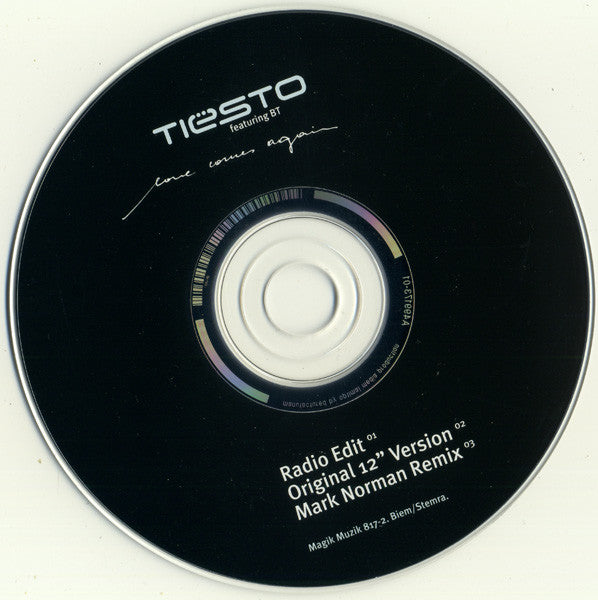 DJ Tiësto Featuring BT : Love Comes Again (CD, Single)