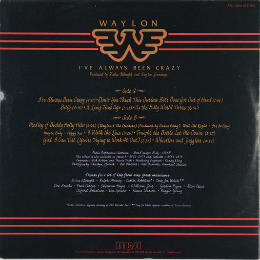 Waylon Jennings : I've Always Been Crazy (LP, Album)