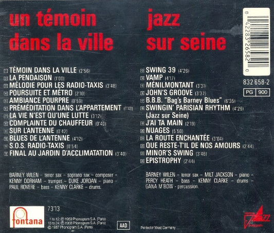 Barney Wilen : Un Témoin Dans La Ville / Jazz Sur Seine (CD, Comp)