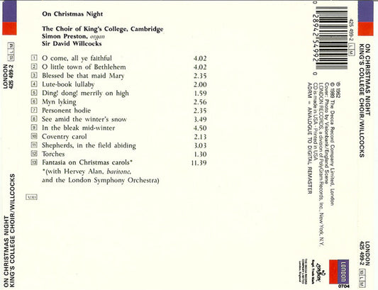 The King's College Choir Of Cambridge, David Willcocks : On Christmas Night (CD, Album, RM, ADR)