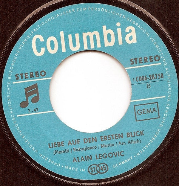 Alain Legovic : Eine Rose So Wunderschön Wie Du / Liebe Auf Den Ersten Blick (7", Single)