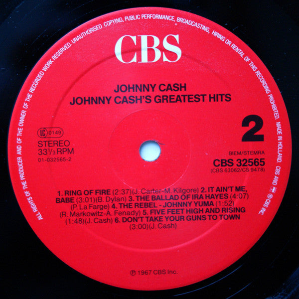 Johnny Cash : Johnny Cash's Greatest Hits Volume 1 (LP, Comp, RE)