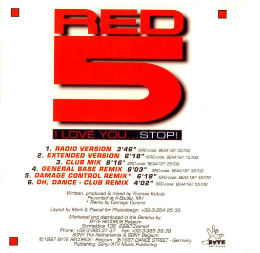 Red 5 : I Love You...Stop! (CD, Maxi)