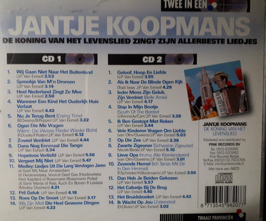 Jantje Koopmans : De Koning Van Het Levenslied Zingt Zijn Allermooiste Liedjes (2xCD, Comp)