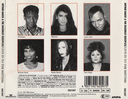 Arthur Baker And The Backbeat Disciples : Give In To The Rhythm (CD, Album)