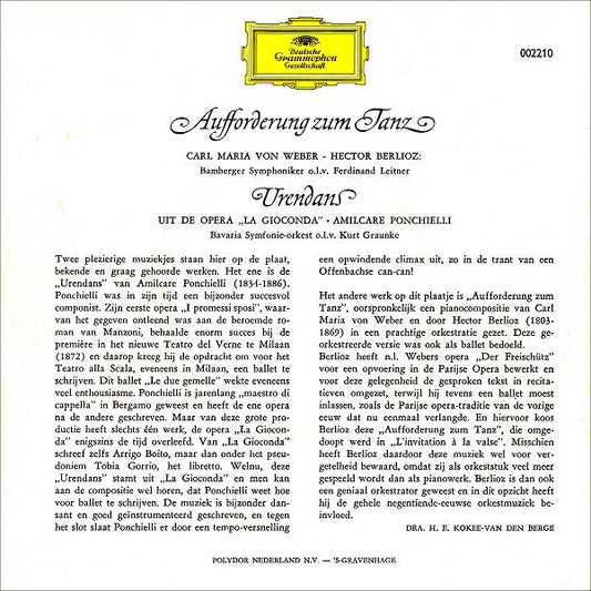 Carl Maria Von Weber, Amilcare Ponchielli : Aufforderung Zum Tanz · Urendans (7", EP, Comp)