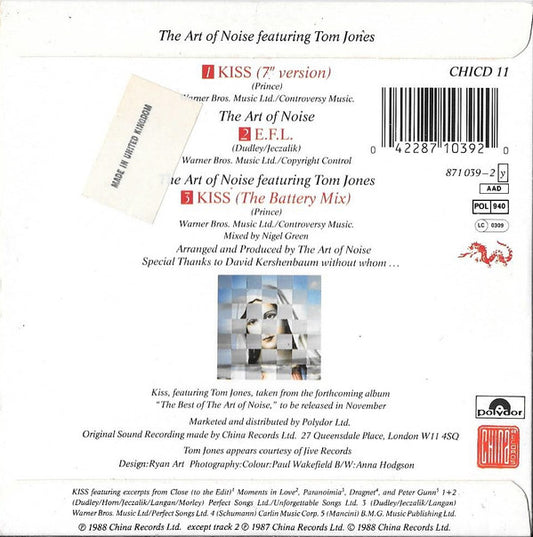 The Art Of Noise Featuring Tom Jones : Kiss (CD, Single)