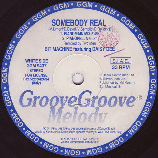 Bit Machine Featuring Daisy Dee : Somebody Real (12")