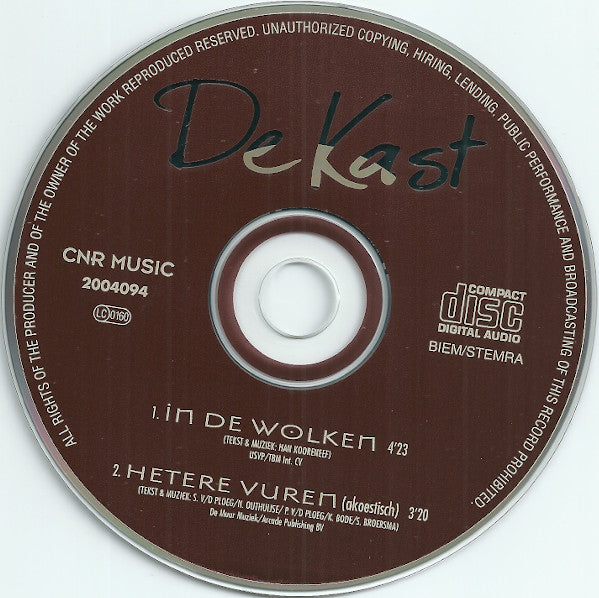 De Kast : In De Wolken (CD, Single)