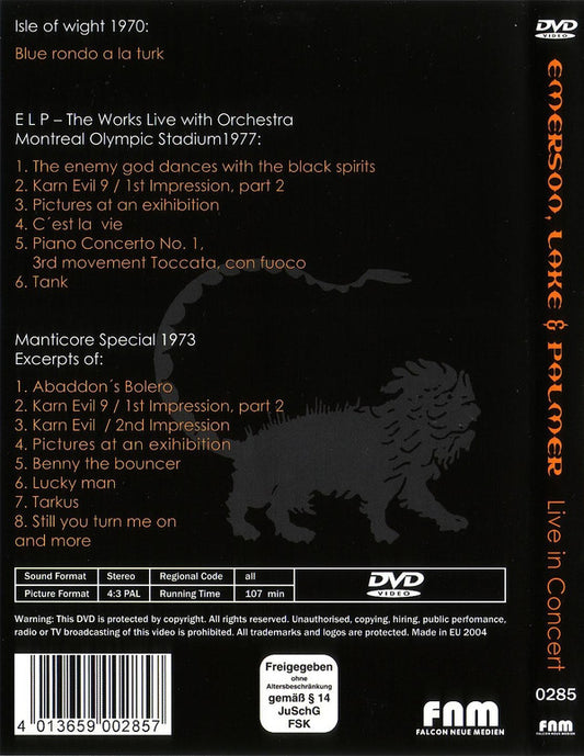 Emerson, Lake & Palmer : Live In Concert (DVD-V, Comp, Unofficial, PAL)