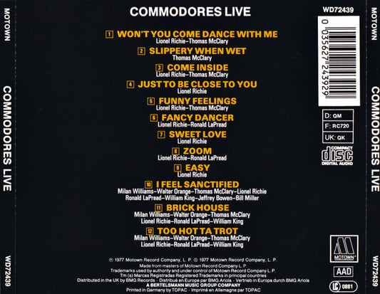 Commodores : Live! (CD, Album, RE, PDO)