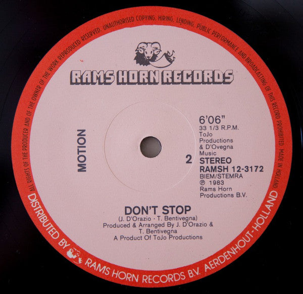 Motion (3) : Don't Stop (12", Maxi)