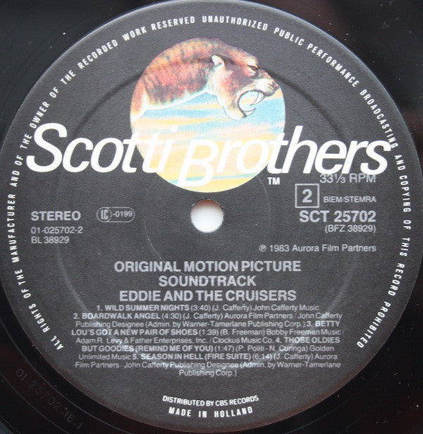 John Cafferty And The Beaver Brown Band : Eddie And The Cruisers (Original Motion Picture Soundtrack) (LP, Album)