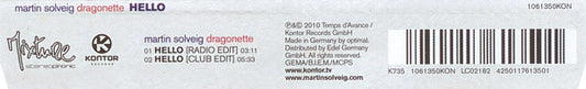 Martin Solveig, Dragonette : Hello (CD, Single)