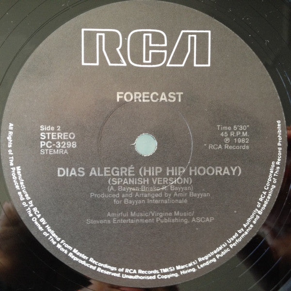 Forecast : Happy Days (Hip Hip Hooray) (12", Single, Gen)
