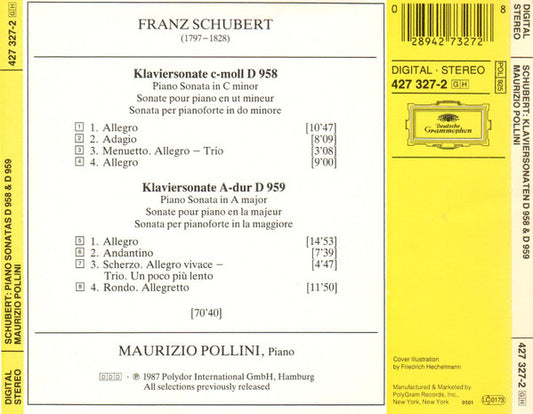 Franz Schubert - Maurizio Pollini : Klaviersonaten D 958 & D 959 (CD, Album, RE)