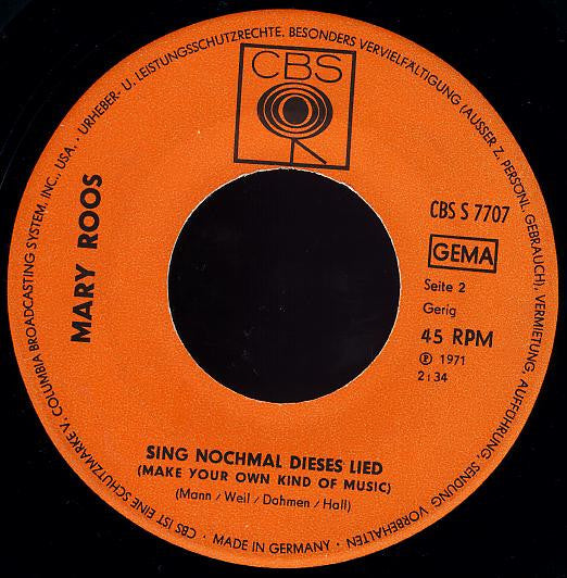 Mary Roos : So Leb' Dein Leben (7", Single)