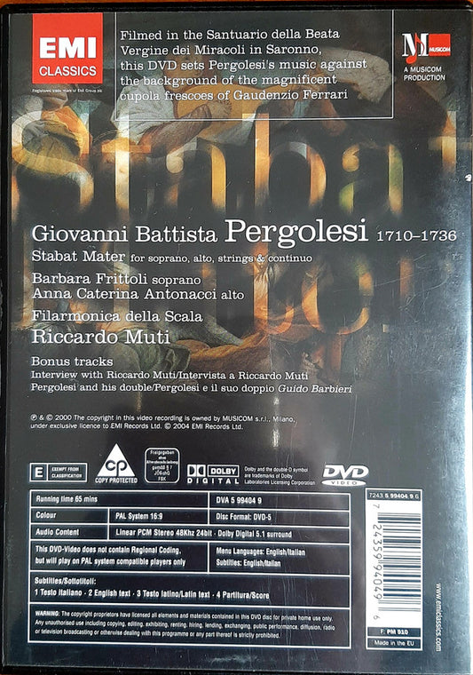 Giovanni Battista Pergolesi - Filarmonica Della Scala, Riccardo Muti, Barbara Frittoli, Anna Caterina Antonacci : Stabat Mater (DVD-V, PAL, Dol)