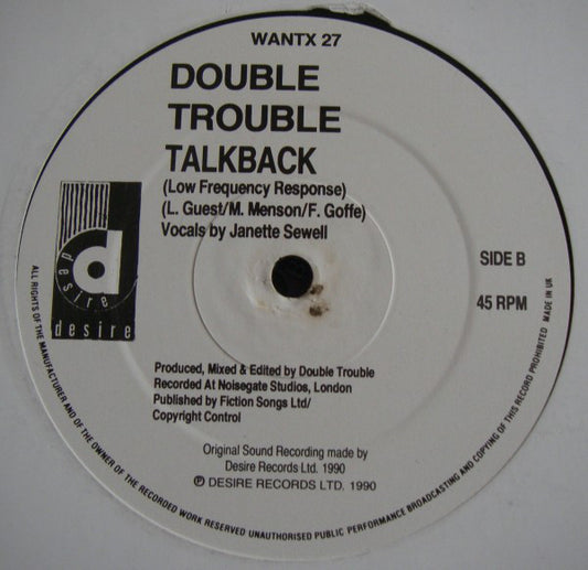 Double Trouble : Talk Back (12")