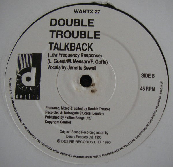 Double Trouble : Talk Back (12")