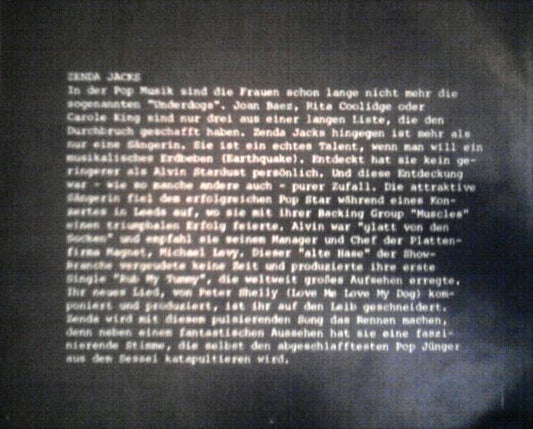 Zenda Jacks : Earthquake (7", Single)