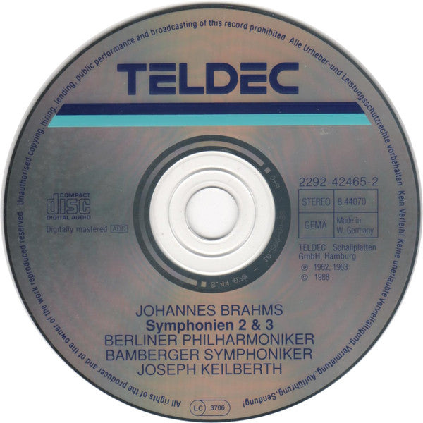 Johannes Brahms, Joseph Keilberth : Symphonien Nr. 2 & 3 (CD, Comp)