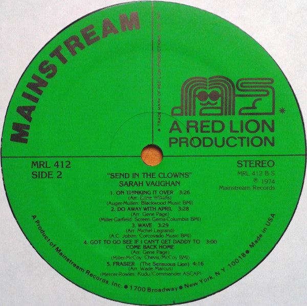 Sarah Vaughan : Send In The Clowns (LP, Album)