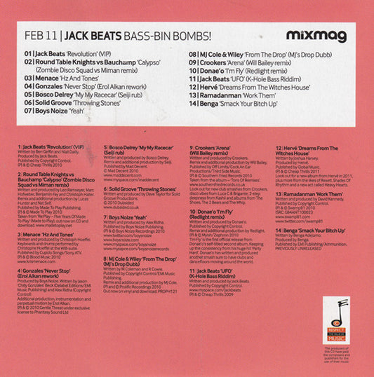 Jack Beats : Bass-Bin Bombs! (CD, Mixed, Car)
