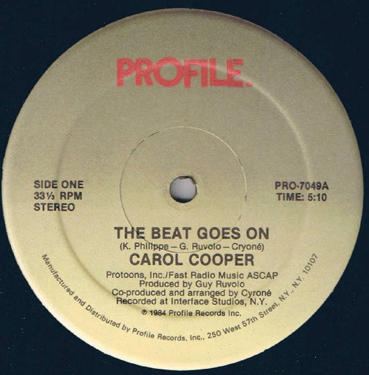 Carol Cooper : The Beat Goes On (12", Single)