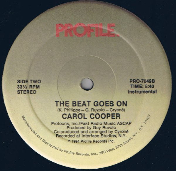 Carol Cooper : The Beat Goes On (12", Single)
