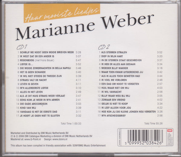 Marianne Weber : Haar Mooiste Liedjes (2xCD, Comp)
