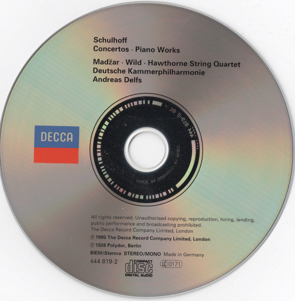 Erwin Schulhoff - Deutsche Kammerphilharmonie Bremen, Andreas Delfs : Concertos Alla Jazz (CD, Album, Mono)