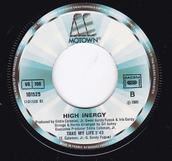 High Inergy : I Just Wanna Dance With You (7", Single)