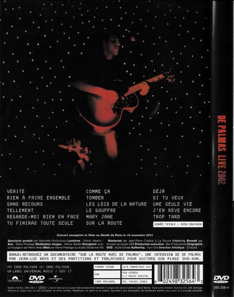 Gérald de Palmas : Live 2002 (DVD-V, RE, Multichannel, PAL)