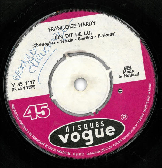 Françoise Hardy : On Dit De Lui / Bien Longtemps (7", Single)