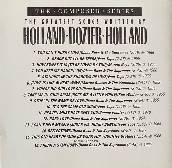 Various : The Greatest Songs Written By Holland Dozier Holland (CD, Comp, RE)