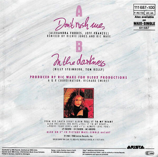 Taylor Dayne : Don't Rush Me (7", Single)