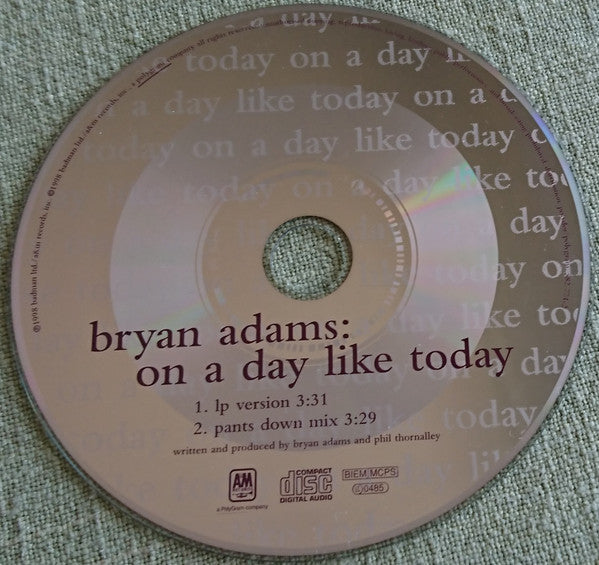 Bryan Adams : On A Day Like Today (CD, Single)
