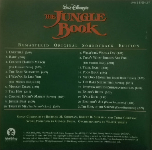 Various : Walt Disney's The Jungle Book (Original Soundtrack) (CD, Album, RE, RM)