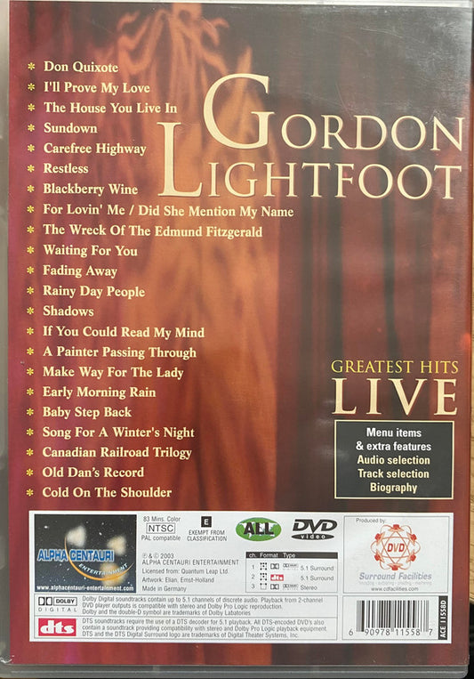 Gordon Lightfoot : Greatest Hits Live (DVD-V, NTSC, Reg)