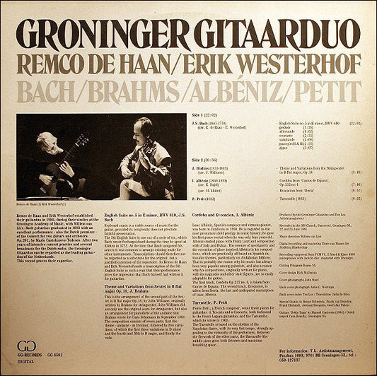 The Groningen Guitar Duo - Remco De Haan & Erik Westerhof - Johann Sebastian Bach / Johannes Brahms / Isaac Albéniz / Pierre Petit : Bach / Brahms / Albeniz / Petit (LP, Album)