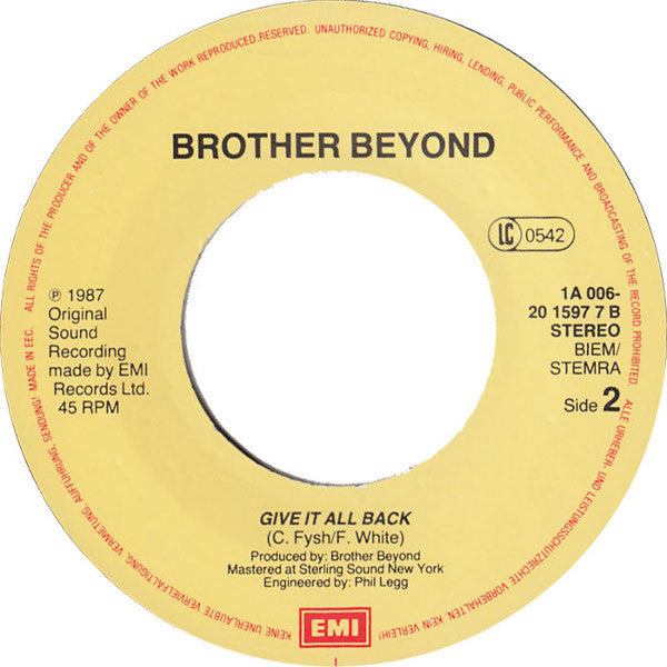 Brother Beyond : How Many Times (7", Single)