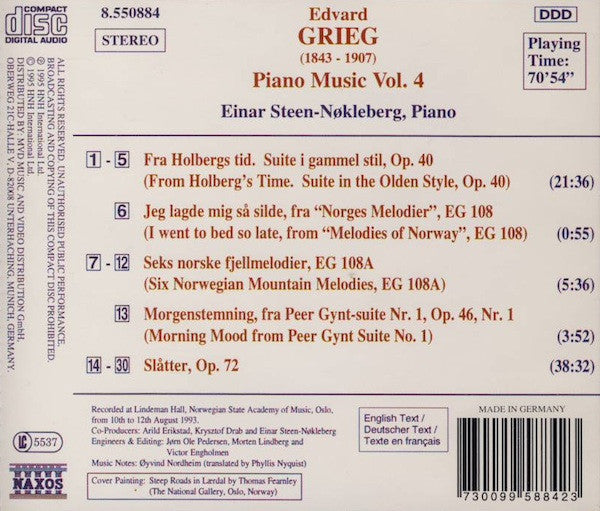 Edvard Grieg, Einar Steen-Nøkleberg : Piano Music Vol. 4 (CD, Album)