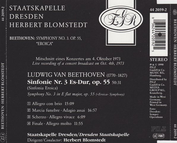 Staatskapelle Dresden, Herbert Blomstedt - Ludwig van Beethoven : Symphony No. 3 In E Flat Major, Op. 55 "Eroica" (CD)