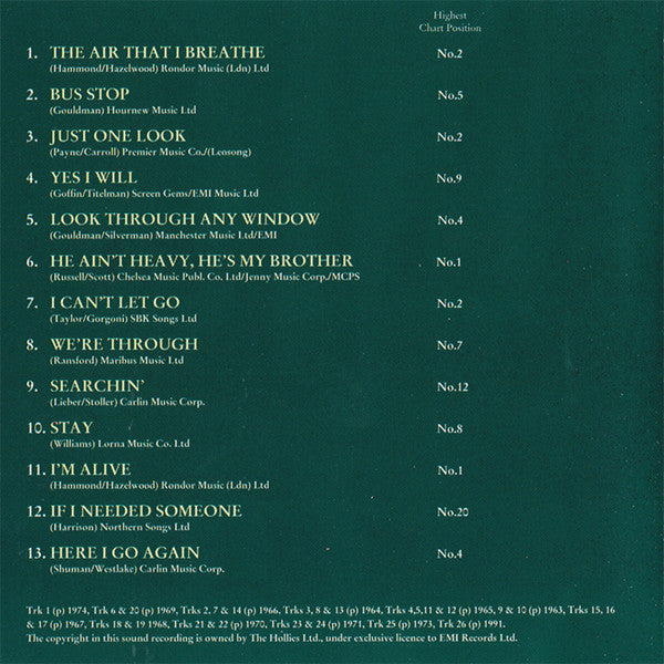 The Hollies : The Air That I Breathe - The Very Best Of The Hollies (CD, Comp, Mono)