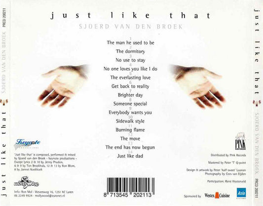 Sjoerd Van Den Broek : Just Like That (CD, Album)